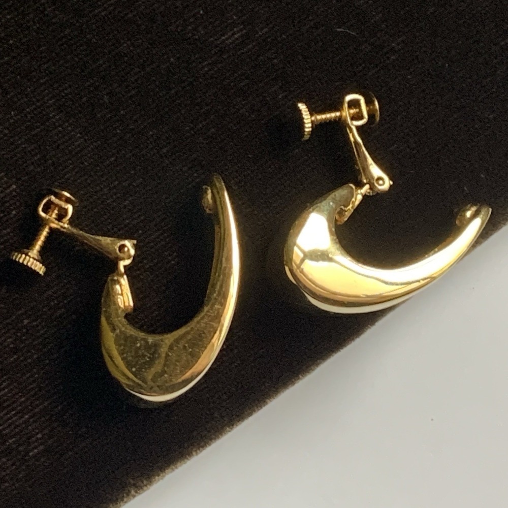 Vintage Napier Squared Hoop hinged Clip on Screw Back Earrings Gold Tone